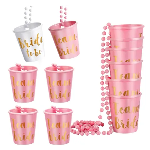 Plastic Bead Chain Shot Glass Necklace For Bachelorette Party Bridal Shower Wedding Fun Hanging Decoration Bride Squad