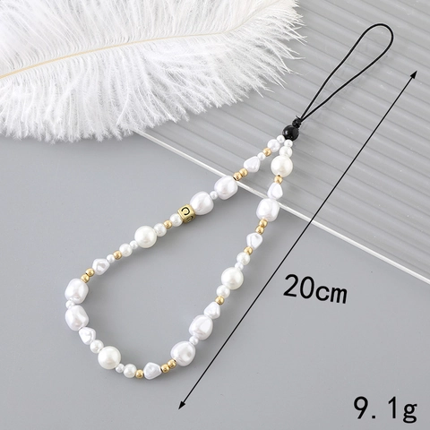 Fashion Handmade Beaded Phone Lanyard Imitation Artificial Pearl Bow Heart Star Pendant Anti-Lost Wrist Strap Bag Charm Accessories