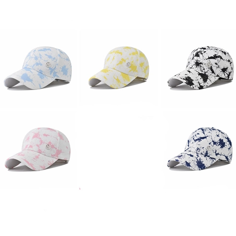 Berretto da Baseball in Cotone Tie Dye Vintage per Uomo Donna Lavato Distressed Graffiti Cappello da Sole Con Logo M in Metallo Streetwear