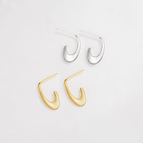 Boucles D'Oreilles En Forme De U Géométriques Design Minimaliste Oval Bijoux En Argent Sterling 925 Chic Pour Femmes
