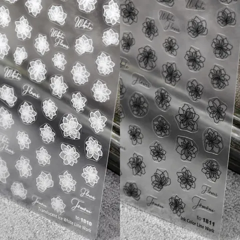 Nail Art Stickers Ultra Thin Adhesive Flower Rose Patterns Japanese Style Semi Transparent Manicure Decorations