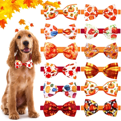 Papillon Regolabile Per Animali Domestici Autunno Ringraziamento Zucca Foglia Di Acero Nastro Poliestere Cani Gatti