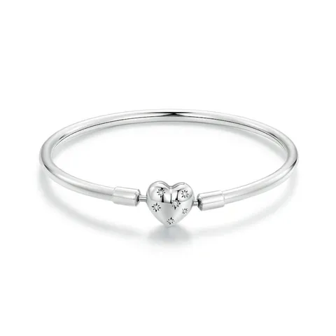 925 Sterling Silver Starry Heart Charm Bracelet For Women Simple Oxidized Zirconia Inlay Fashion Commute Hand Jewelry Gift