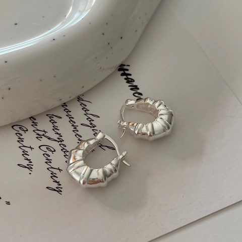 Croissant Creolen 925 Sterling Silber Gerippt Massiv Vergoldet Minimalistischer Schicker Schmuck Für Damen