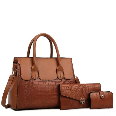 Sacs À Main En Cuir PU Gaufré Crocodile Grande Capacité Fourre-Tout Sac À Épaule Bandoulière Portefeuille Porte-Cartes Rétro