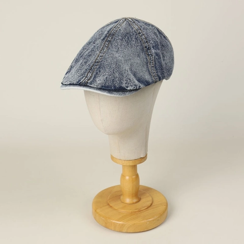 Berretto Newsboy In Denim Lavato Vintage Cotone Distressed Cappello Piatto Retrò Regolabile Ivy Per Uomini Donne