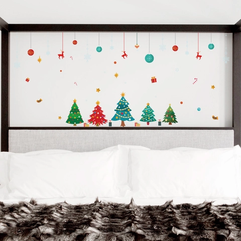 Kerst Muurstickers Vensterstickers PVC Waterdicht Rendier Bomen Sneeuwvlokken Vakantie Feest Huis Decoratie