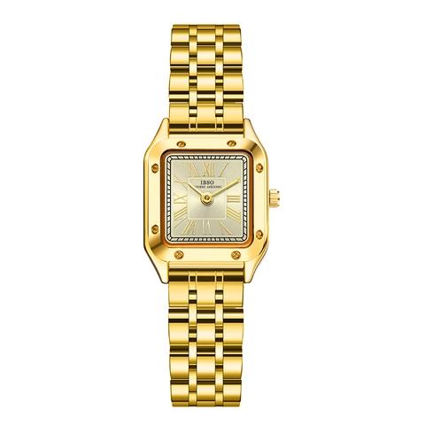 Montre À Quartz Carrée Pour Femme Chiffres Romains Vintage Bracelet À Maillons En Acier Inoxydable Étanche Élégante