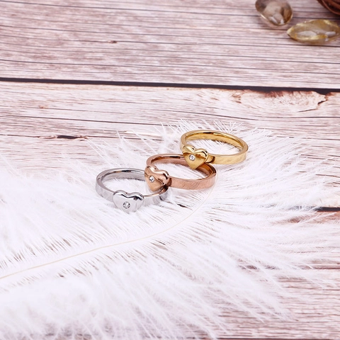 Herzring Edelstahl Zirkonia Minimalistischer Modeschmuck Valentinsgeschenk Für Frauen Elegantes Poliertes Finish