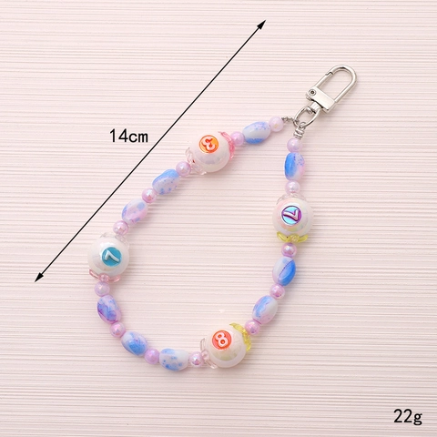 Handgemaakte Acryl Cijfer Kralen Telefoon Charm Strap Sweet Cool Hars Kralen Sleutelhanger Tas Hanger Decor Voor Vrouwen Tieners Cadeau