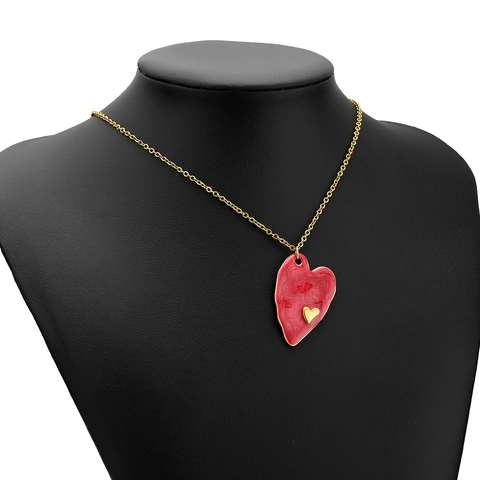 Heart Charm Pendants Stainless Steel Enamel Oil Dripping Marble Pattern Gold Plated For DIY Necklace Bracelet Making