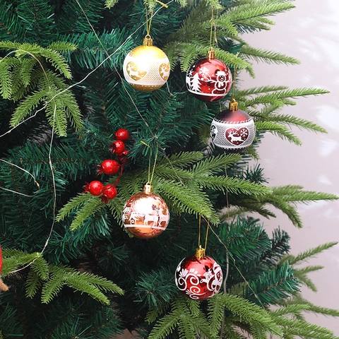 Palline Di Natale Dipinte Ornamenti In Plastica Motivo Renna Fiocco Di Neve Palline Appese Per Albero Decorazione Festa