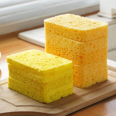 Wood Pulp Cotton Cleaning Sponge High Absorbent Scouring Pad For Kitchen Dishwashing Pot Bowl Soft Scrubber