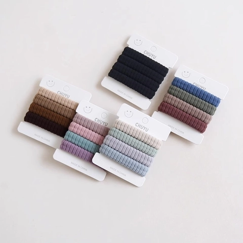 Hair Ties Scrunchies High Elastic Ribbed Fabric Seamless Soft Durable Ponytail Holders For Women Minimalist Solid Plaid