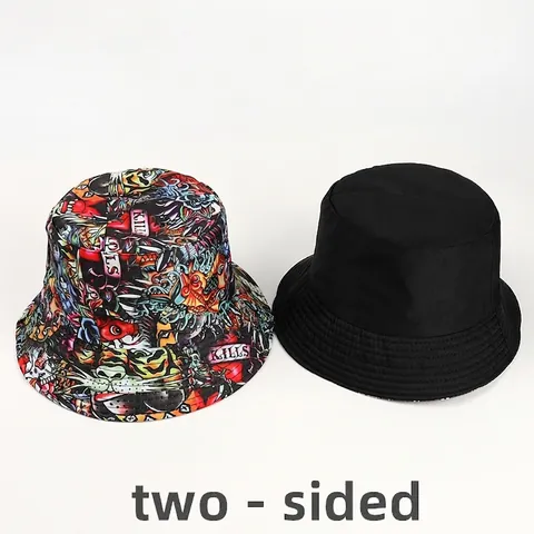 Wende Anglerhut Baumwolle Polyester Flamingo Blumenmuster Faltbar Sonnenschutz Streetwear Damen Herren