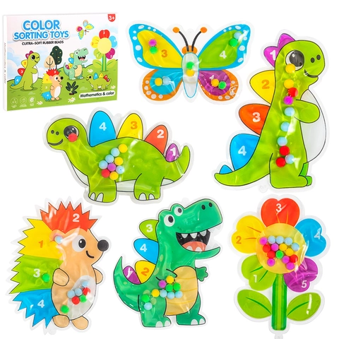 Giocattolo Borsa Acqua Sensoriale Bambini Smistamento Colori Conteggio Apprendimento Matematica Cartone Animato Dinosauro PVC