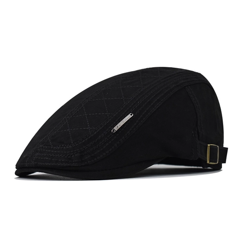 Vintage Cotton Flat Cap Quilted Diamond Pattern Adjustable Metal Buckle Breathable Casual British Style Newsboy Ivy Hat