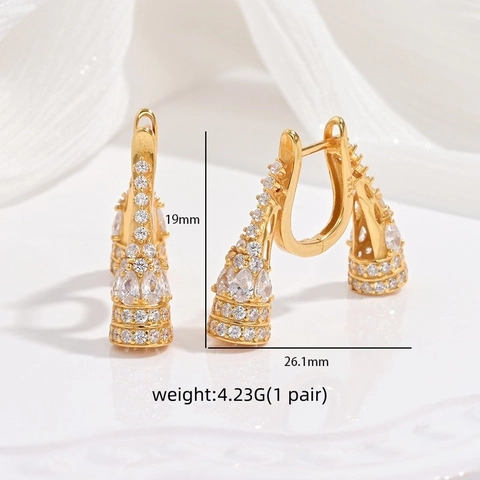 S925 Sterlingsilber Trompetenform Ohrringe Luxus Zirkonia Eingelegt Chinesischer Stil Eleganter Schmuck Für Damen