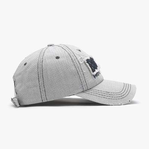 Retro Gewaschene Baumwolle Baseballkappe Für Herren Damen Distressed Denim Hut Vintage Boston Stickerei Verstellbar