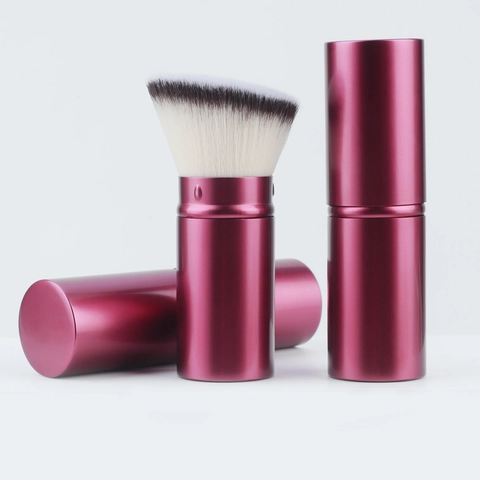 Retractable Makeup Brush Portable Travel Foundation Powder Brush With Lid Soft Synthetic Fiber Telescopic Tool
