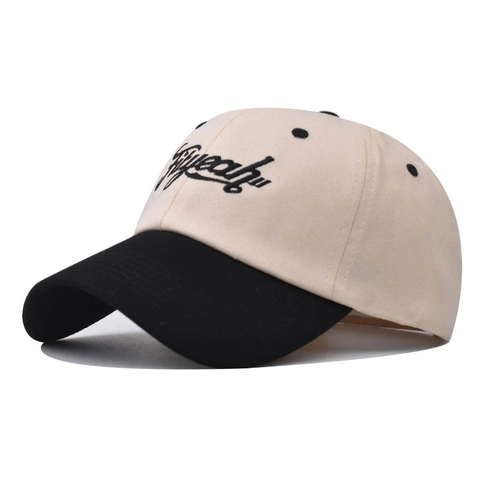 Washed Cotton Baseball Cap Vintage Color Block Embroidery Adjustable Strap Casual Sun Hat For Men Women