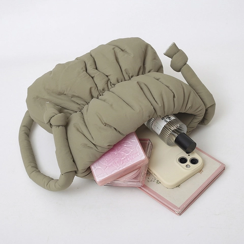 Borsa A Spalla Trapuntata In Nylon Da Donna Borsa A Mano Nuvola Morbida Tracolla Annodata Casual