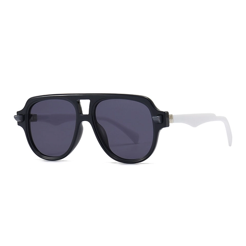 Lunettes de Soleil Pilote Vintage Monture PC Oversize UV400 Verres Dégradés Double Pont Retro Mode Lunettes de Soleil pour Extérieur Vacances Unisexe