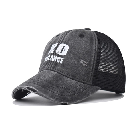 Gewassen Katoenen Trucker Pet Distressed Honkbal Mesh Achterkant Vintage Letterprint Zonbescherming Verstelbaar Unisex