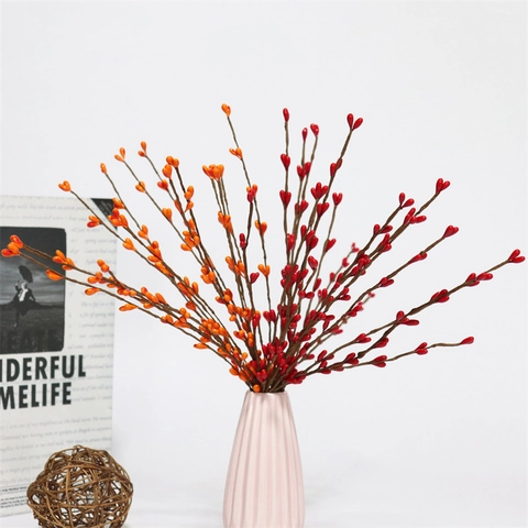 Künstliche Beeren Zweige Rot Orange Simulation Frucht Stiele Für Weihnachten Erntedankfest Heimdekoration Vasen Arrangement