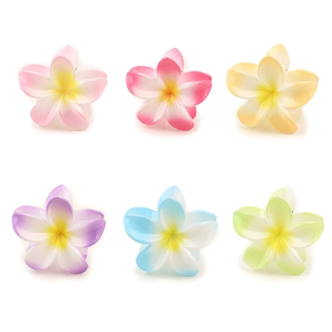 Molletta Per Capelli A Fiore Di Plumeria Grande In Plastica Sfumata Fermaglio Antiscivolo Accessori Da Spiaggia Estivi Per Donna