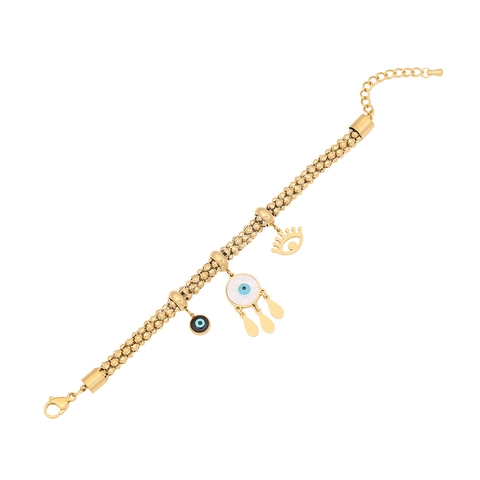 Böser Blick Blumen Stern Mond Charm Armband Für Damen Vergoldeter Edelstahl Mehrere Anhänger Boho Verstellbarer Schmuck