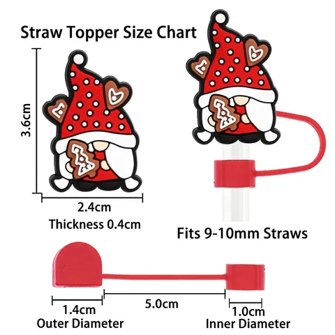 Weihnachten Silikon Strohhalm Abdeckung Staubdicht Wiederverwendbar Strohhalm Topper Für Trinkzubehör Gnom Pinguin Design