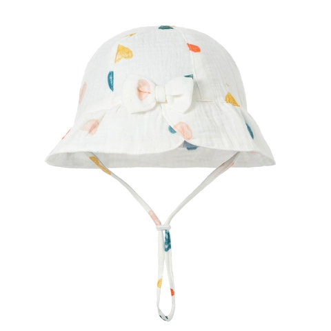 Cappello da Sole per Neonati in Misto Cotone Traspirante Cappello da Pescatore con Coulisse Antivento Regolabile e Fiocco