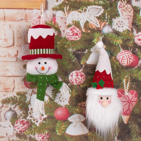 Decorazioni Da Appendere Albero Di Natale LED Luminoso Peluche Tessuto Babbo Natale Pupazzo Di Neve Festa