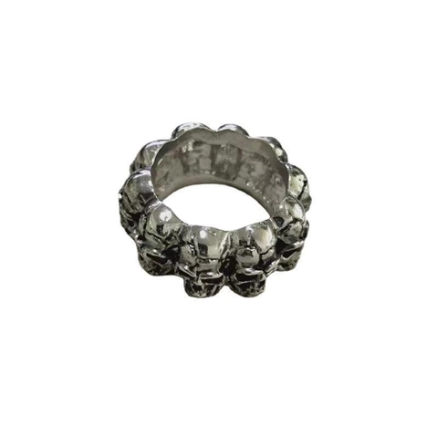 Retro Skull Ring Vintage Gothic Punk Alloy Multiple Skulls Open Adjustable Band Men Jewelry