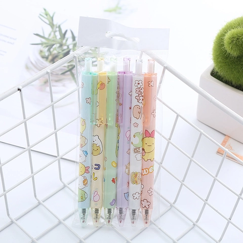Retractable Gel Pens Black Ink Fine Bullet Tip Plastic Stainless Steel Cute Cartoon INS Style School Office Stationery