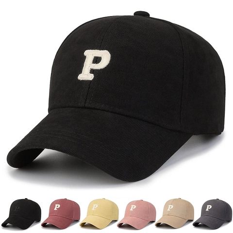 Cappello Da Baseball Vintage Cotone Ricamato Lettera P Protezione Solare Outdoor Sport Per Uomo Donna Regolabile