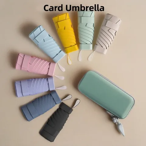 Mini Paraguas De Bolsillo Portátil Protección UV UPF 50 Plus Sol Lluvia Sombrilla Pongee Recubrimiento Goma Negra Manual Plegable