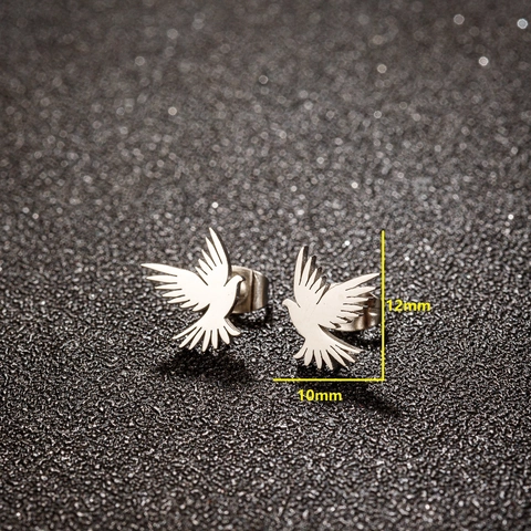 Pendientes De Botón De Pájaro Acero Inoxidable Geométrico Paloma Águila Forma De Animal Joyería Minimalista Mujer