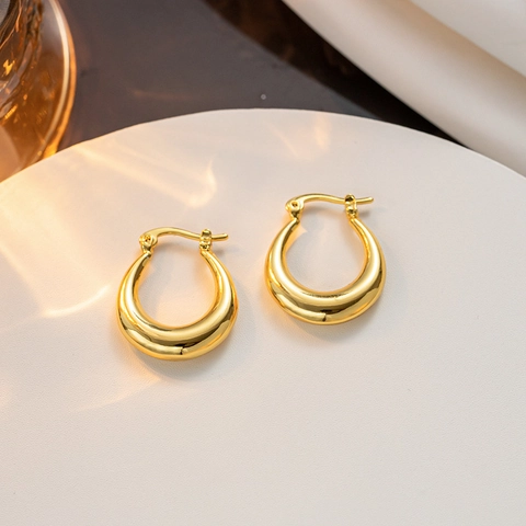 Orecchini Vintage Francesi a Forma di U in Acciaio Inossidabile per Donna Placcati Oro Orecchini a Goccia Cavi Geometrici Minimalisti