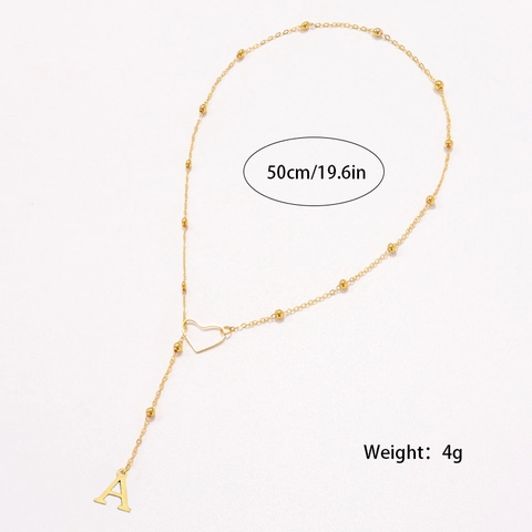 Stainless Steel Hollow Heart Initial Pendant Necklace Gold Silver Plated Satellite Chain Women Personalized Letter Jewelry