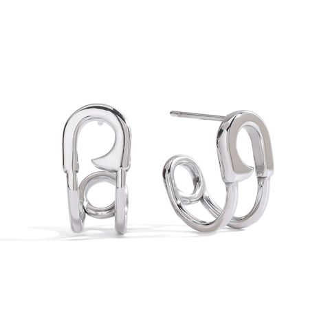 Boucles D'oreilles Trombone Épingle De Sûreté Acier Inoxydable Style Rétro Industriel Pour Femmes Bijoux De Luxe