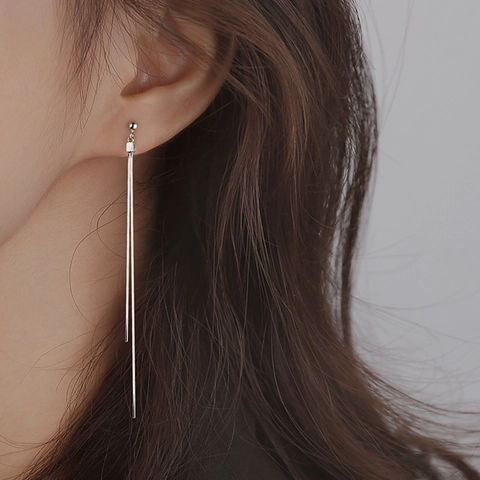 Lange Lineare Quasten Ohrhänger Für Damen Minimalistischer Eleganter Schlangenkettenschmuck Mit 925 Sterling Silber Ohrstecker