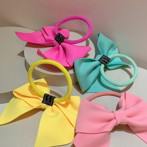 Sweet Bow Hair Clips And Hair Ties Grosgrain Ribbon Fluorescent Colors Handmade Korean Style Hair Accessories For Girls