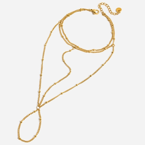 Bracciale alla Schiava in Acciaio Inossidabile con Nappa a Rete per Donna Europeo Americano Placcato Oro Geometrico Bracciale ad Anello