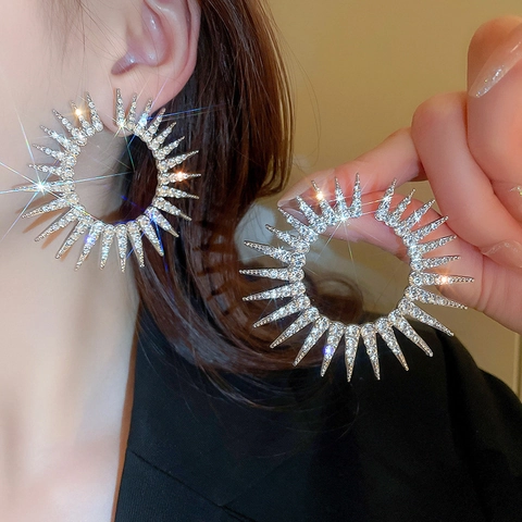 Orecchini A Girasole Con Perno In Argento Strass Gioielli Floreali Di Lusso Per Donna Moda Elegante Luccicante