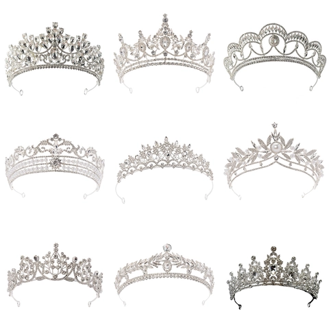 Elegante Corona Da Sposa Tiara Lega Strass Perla Artificial Sintetica Barocco Scintillante Copricapo Da Matrimonio Per Donne Spose