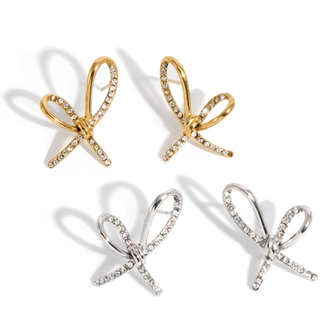 Orecchini A Lobo Con Fiocco Retro Francese Acciaio Inossidabile 316 Zirconia Scintillante Gioielli Di Moda Per Donne