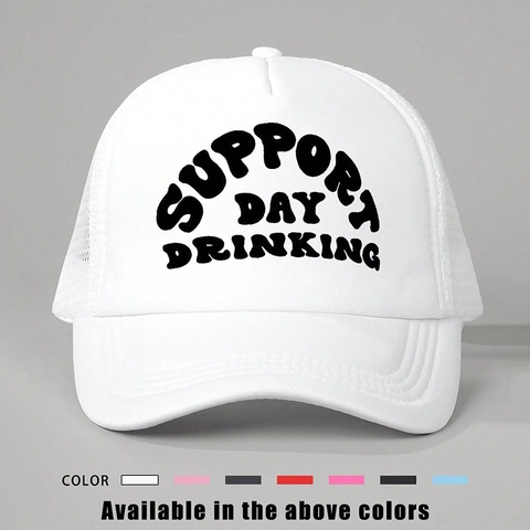 Support Day Drinking Mesh Trucker Hat Breathable Adjustable Snapback Baseball Cap Sun Protection Unisex Outdoor