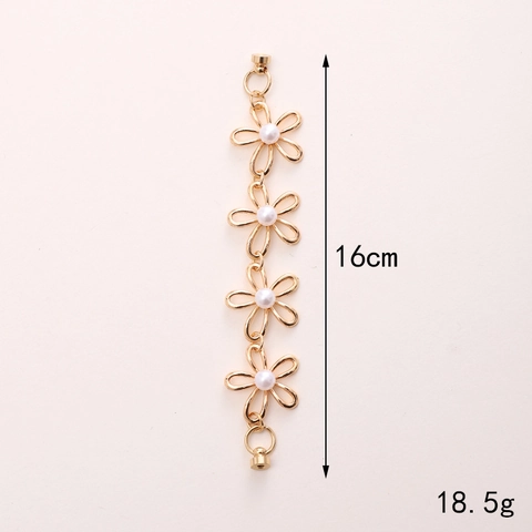 DIY Fashion Alloy Artificial Pearl Phone Chain Shoe Charm Heart Star Teddy Bear Coin Pendant Metal Bracelet Accessory